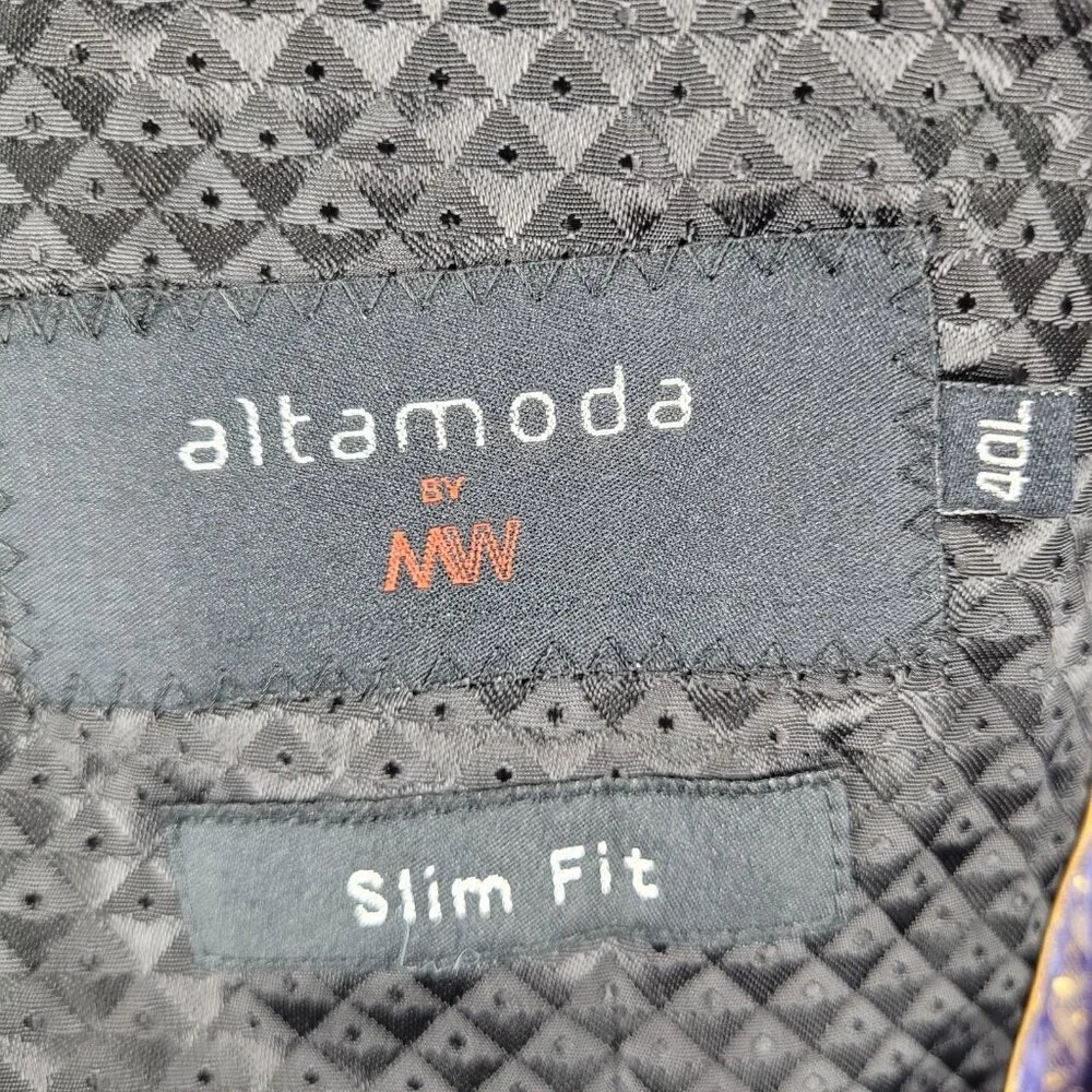 Altamoda Grey Pinstriped Slim Fit 2 Button Notch Blazer Sport Coat Size 40L
